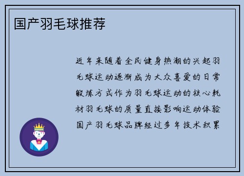 国产羽毛球推荐